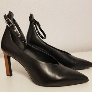 Sarto Franco Sarto Shoes, Heels, Black/Brown Leather, Size 8, Ankle Strap